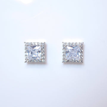 Cubic Zirconia Square stud Earrings, Bridal Jewelry, Bridal Stud Earrings, Crystal Bridal Earrings, Statement Earrings Cz